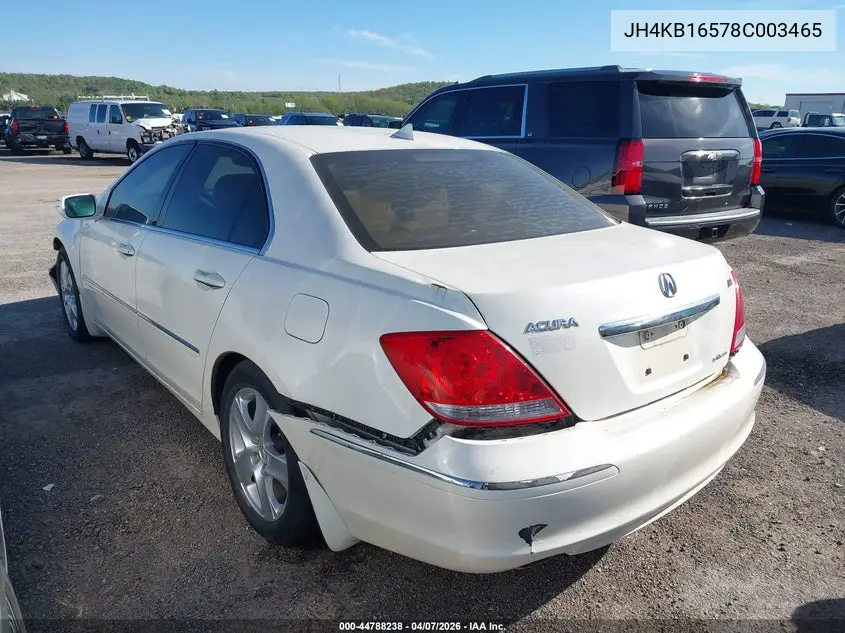 2008 Acura Rl 3.5 VIN: JH4KB16578C003465 Lot: 44788238