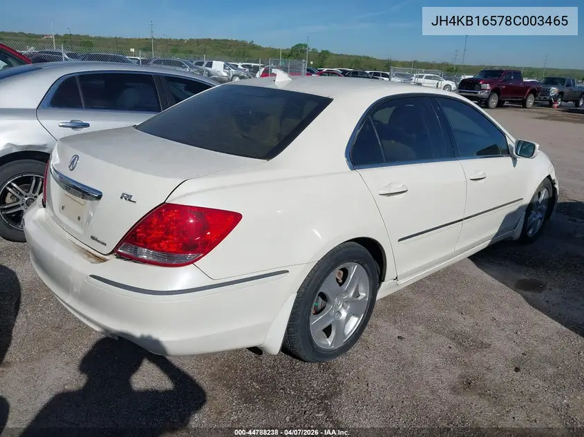 2008 Acura Rl 3.5 VIN: JH4KB16578C003465 Lot: 44788238