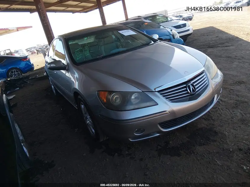 2008 Acura Rl 3.5 VIN: JH4KB16638C001981 Lot: 45325692