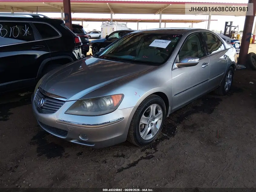 2008 Acura Rl 3.5 VIN: JH4KB16638C001981 Lot: 45325692