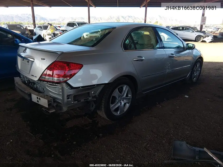 2008 Acura Rl 3.5 VIN: JH4KB16638C001981 Lot: 45325692
