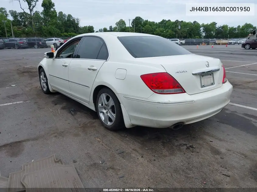 2008 Acura Rl 3.5 VIN: JH4KB16638C001950 Lot: 45395212