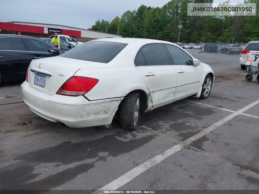 2008 Acura Rl 3.5 VIN: JH4KB16638C001950 Lot: 45395212