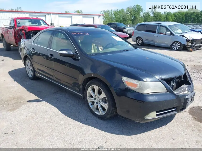 2010 Acura Rl 3.7 VIN: JH4KB2F60AC001111 Lot: 45230623