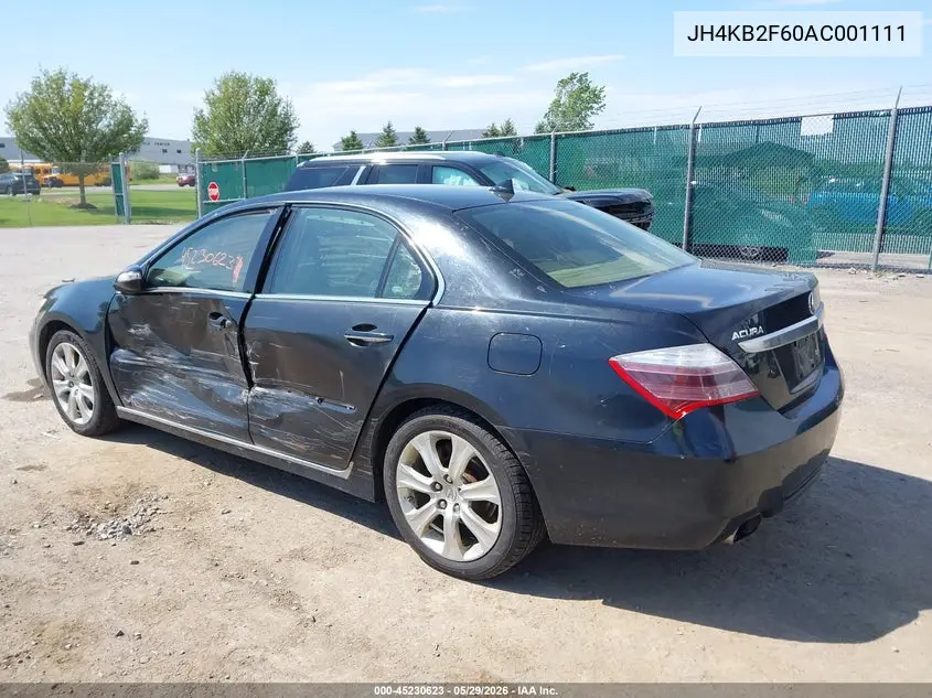 2010 Acura Rl 3.7 VIN: JH4KB2F60AC001111 Lot: 45230623