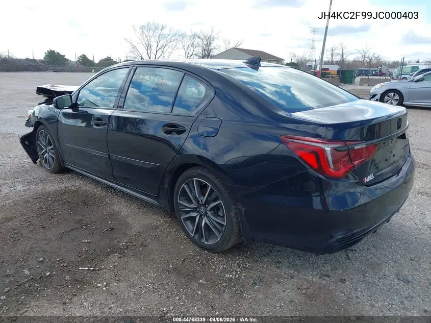 2018 Acura Rlx Sport Hybrid Advance Package VIN: JH4KC2F99JC000403 Lot: 44768339