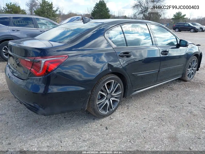 2018 Acura Rlx Sport Hybrid Advance Package VIN: JH4KC2F99JC000403 Lot: 44768339