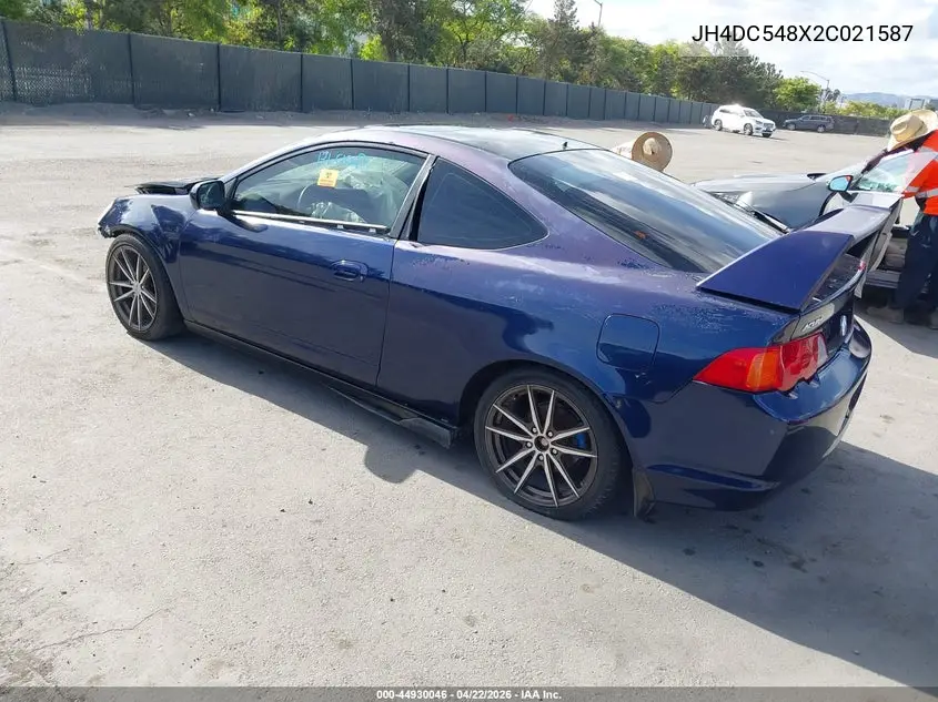 2002 Acura Rsx VIN: JH4DC548X2C021587 Lot: 44930046