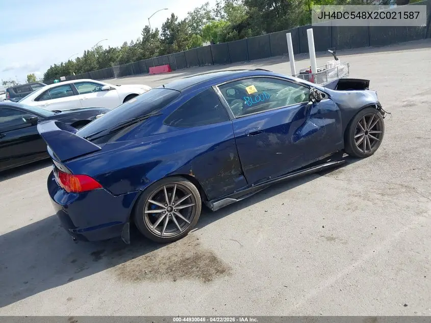 2002 Acura Rsx VIN: JH4DC548X2C021587 Lot: 44930046