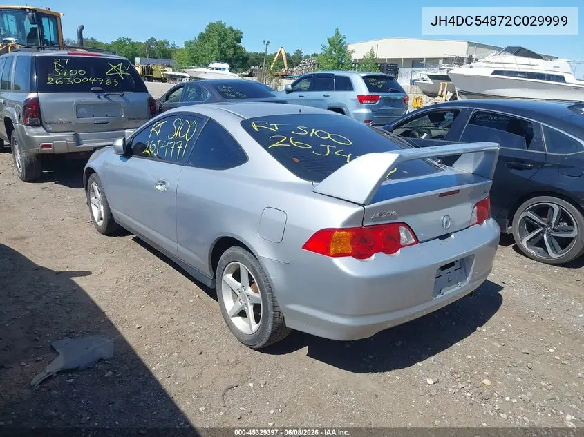 2002 Acura Rsx VIN: JH4DC54872C029999 Lot: 45329397