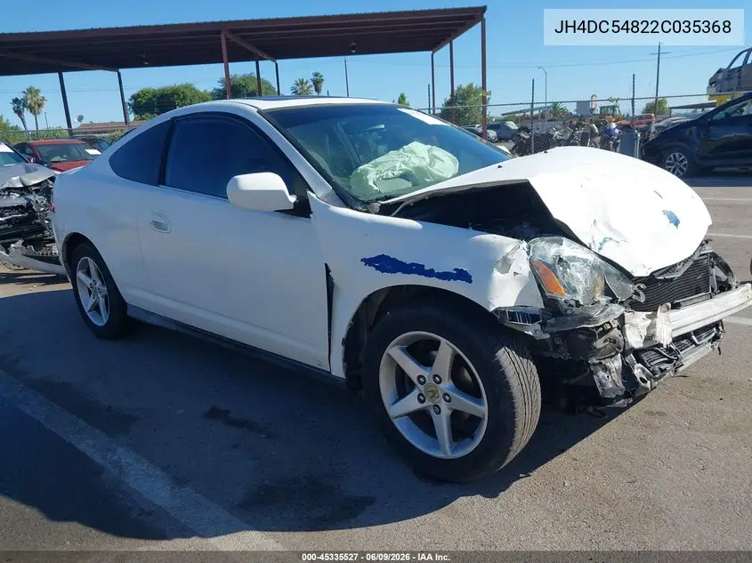 2002 Acura Rsx VIN: JH4DC54822C035368 Lot: 45335527