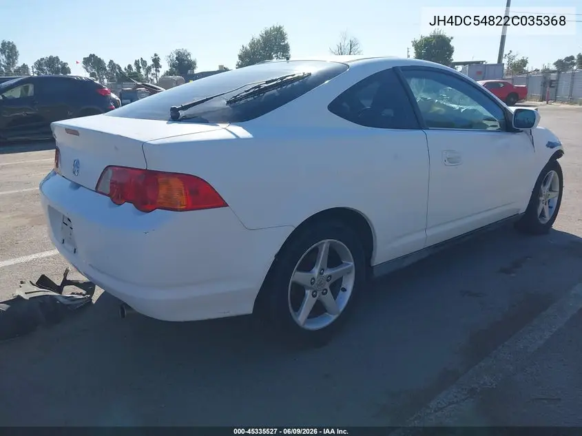 2002 Acura Rsx VIN: JH4DC54822C035368 Lot: 45335527