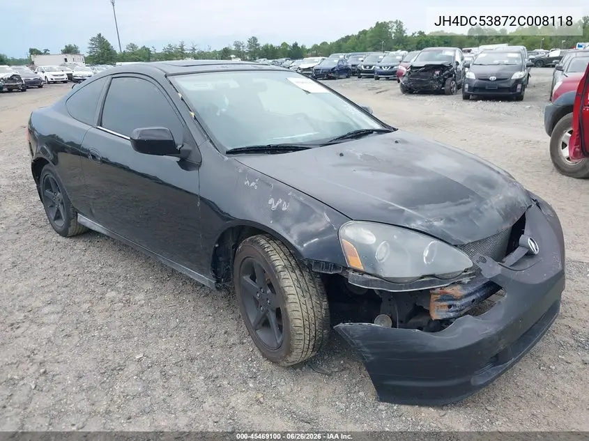 2002 Acura Rsx VIN: JH4DC53872C008118 Lot: 45469100