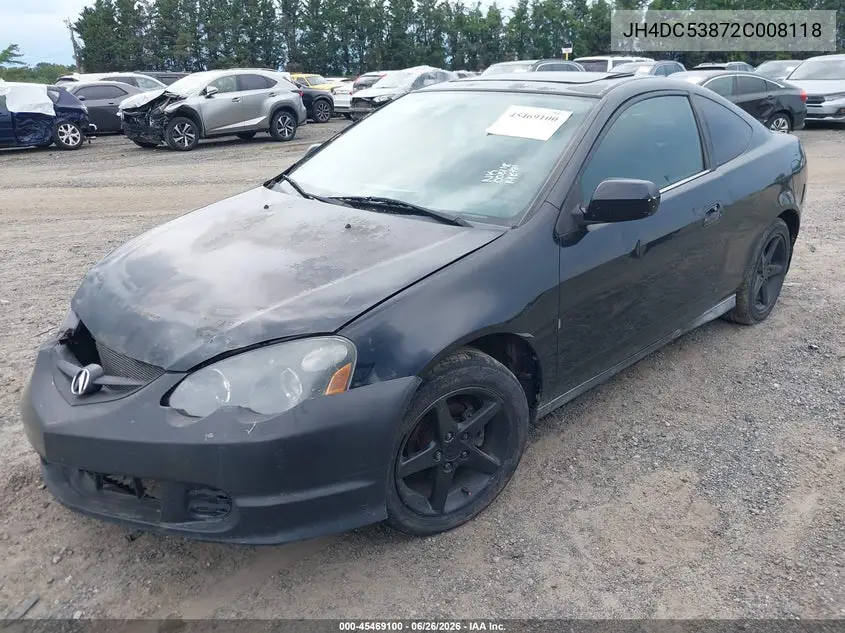 2002 Acura Rsx VIN: JH4DC53872C008118 Lot: 45469100