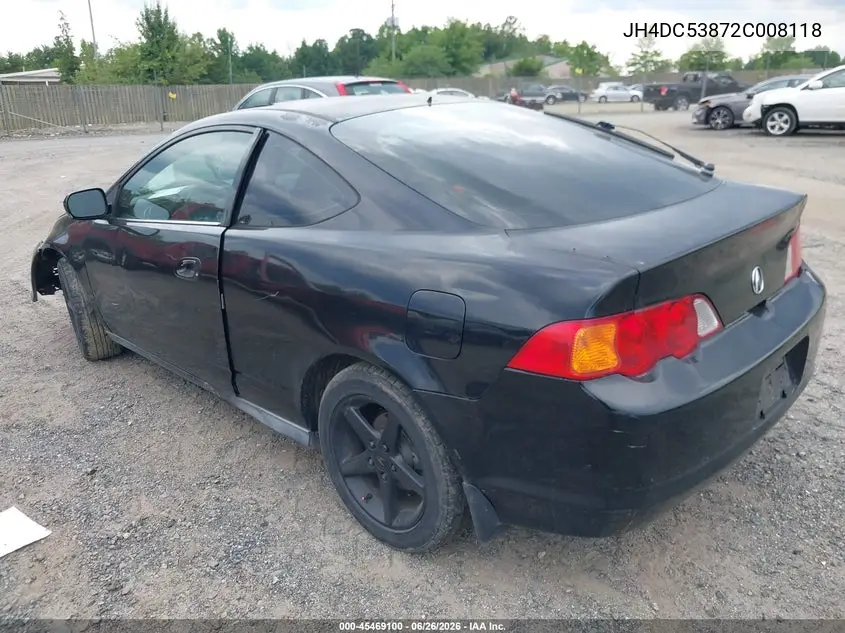 2002 Acura Rsx VIN: JH4DC53872C008118 Lot: 45469100