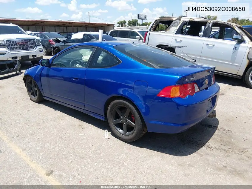 2002 Acura Rsx Type S VIN: JH4DC53092C008650 Lot: 45552059