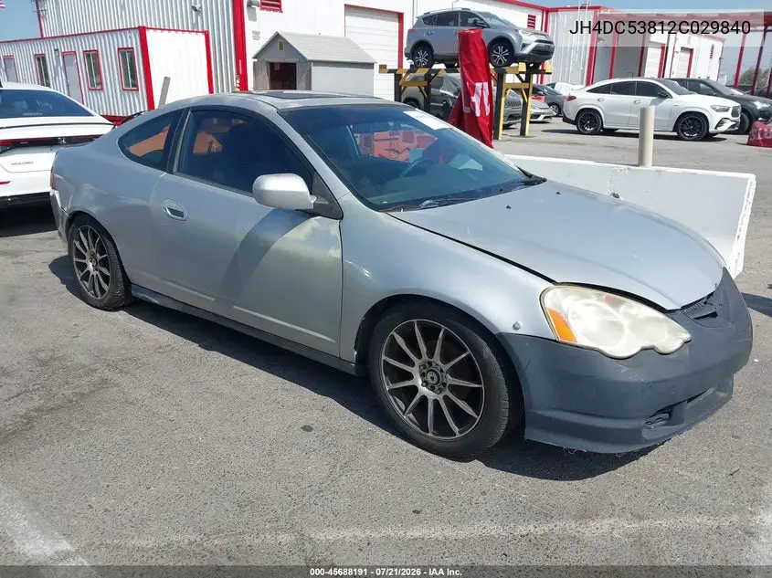 2002 Acura Rsx VIN: JH4DC53812C029840 Lot: 45688191