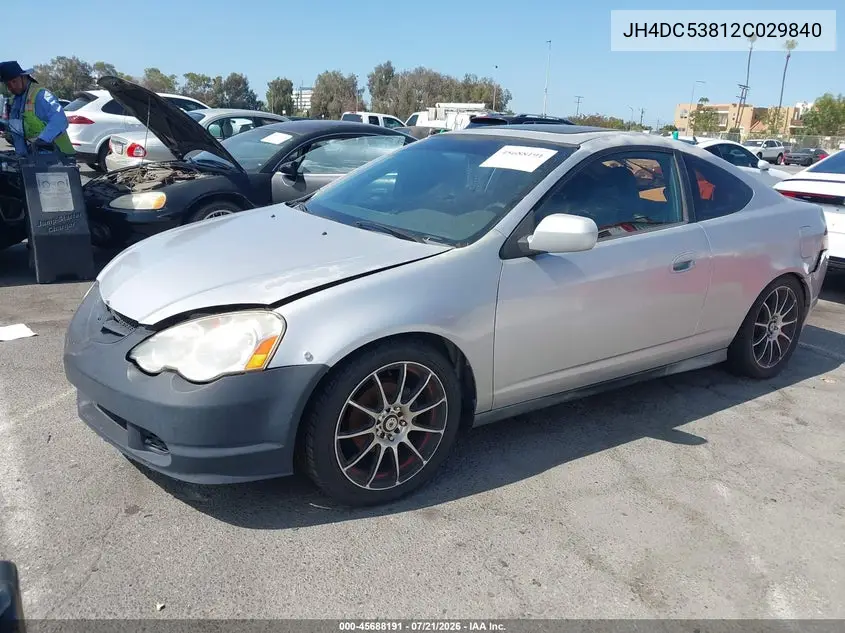 2002 Acura Rsx VIN: JH4DC53812C029840 Lot: 45688191