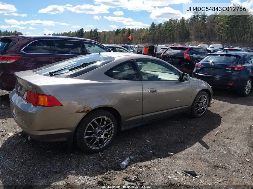 2003 Acura Rsx VIN: JH4DC54843C012756 Lot: 44981831