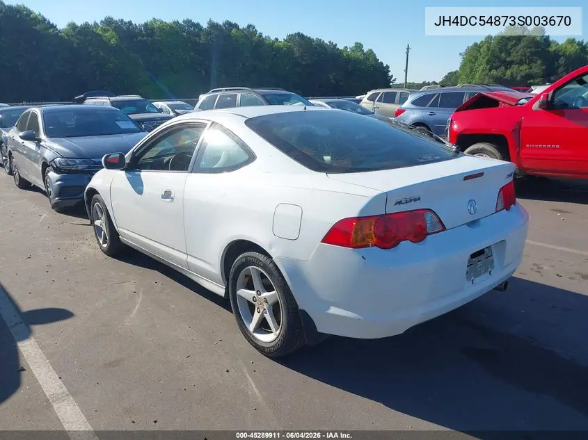 2003 Acura Rsx VIN: JH4DC54873S003670 Lot: 45289911