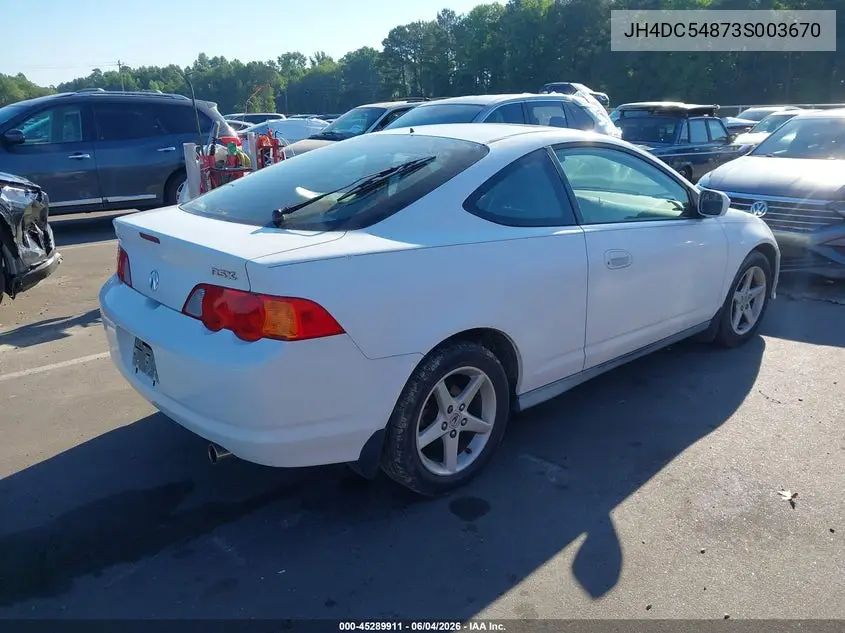 2003 Acura Rsx VIN: JH4DC54873S003670 Lot: 45289911
