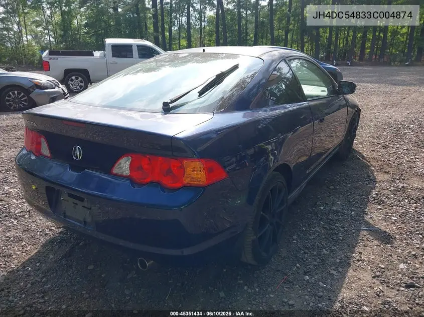 2003 Acura Rsx VIN: JH4DC54833C004874 Lot: 45351434