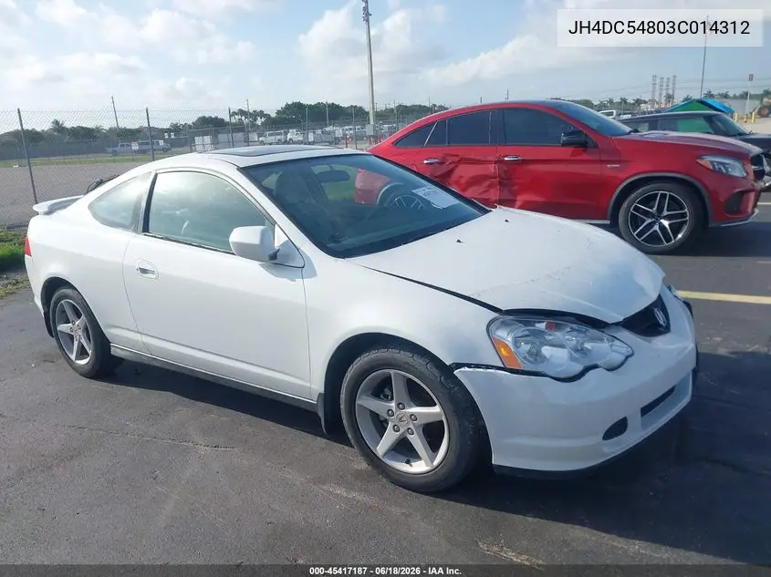 2003 Acura Rsx VIN: JH4DC54803C014312 Lot: 45417187