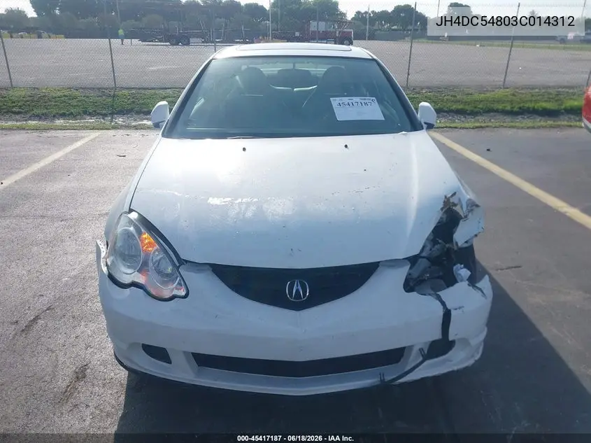 2003 Acura Rsx VIN: JH4DC54803C014312 Lot: 45417187