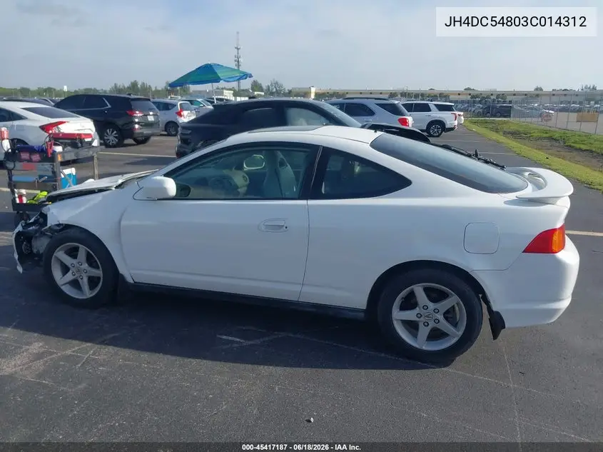 2003 Acura Rsx VIN: JH4DC54803C014312 Lot: 45417187