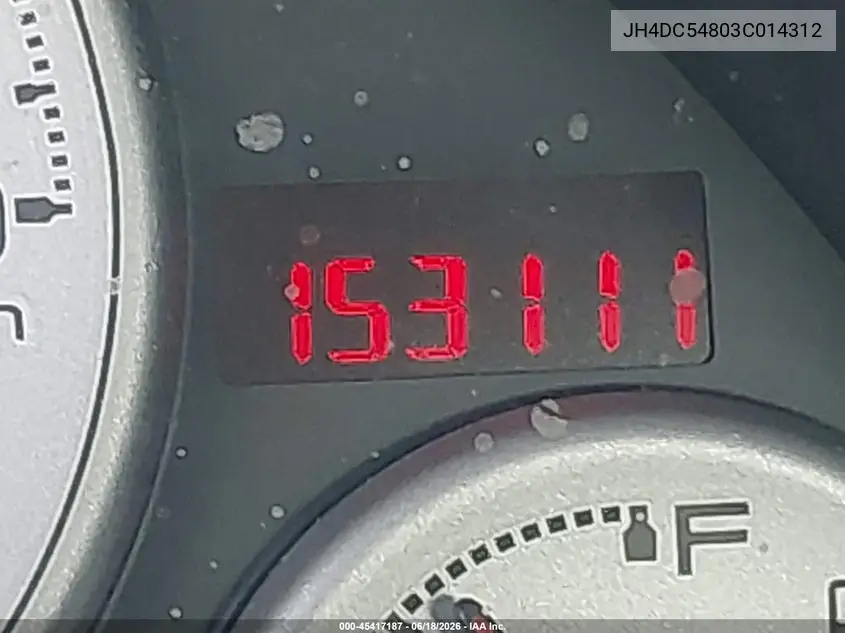 2003 Acura Rsx VIN: JH4DC54803C014312 Lot: 45417187