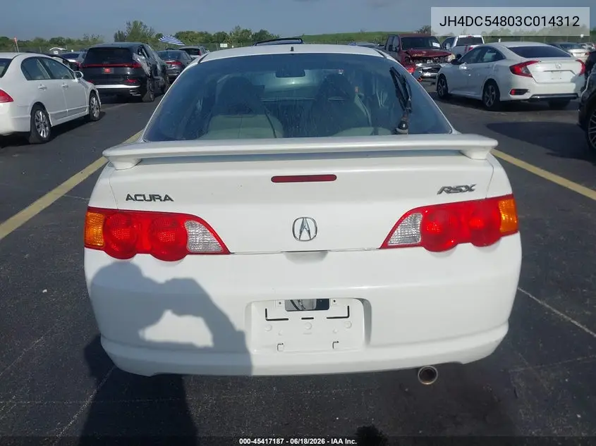 2003 Acura Rsx VIN: JH4DC54803C014312 Lot: 45417187