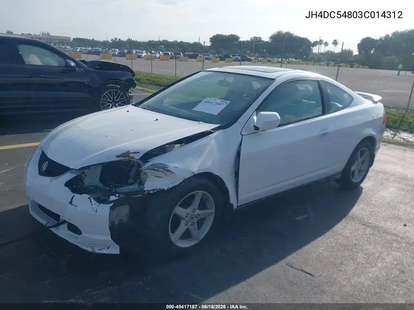 2003 Acura Rsx VIN: JH4DC54803C014312 Lot: 45417187