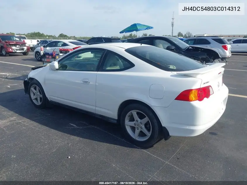 2003 Acura Rsx VIN: JH4DC54803C014312 Lot: 45417187