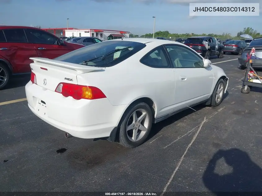 2003 Acura Rsx VIN: JH4DC54803C014312 Lot: 45417187