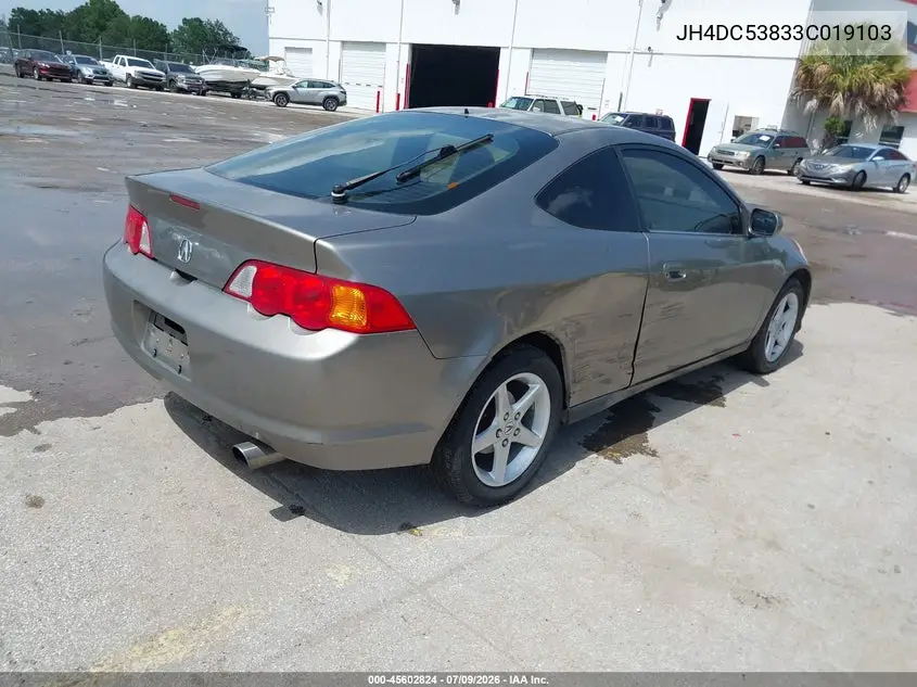 2003 Acura Rsx VIN: JH4DC53833C019103 Lot: 45602824