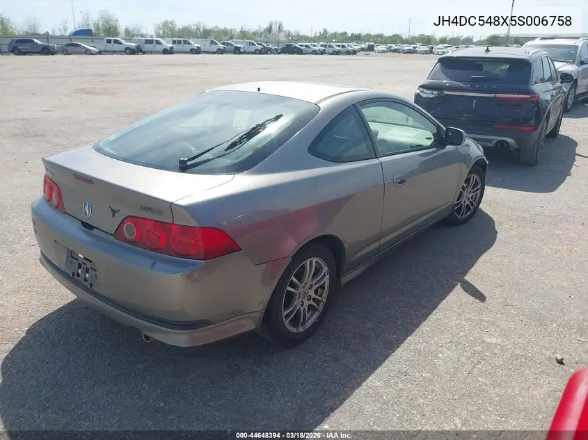 2005 Acura Rsx VIN: JH4DC548X5S006758 Lot: 44648394