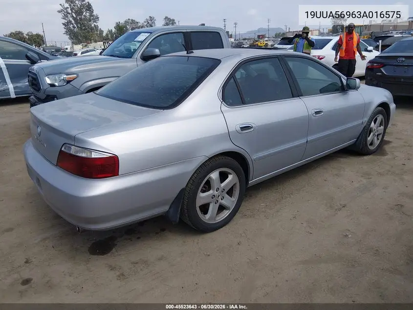 2003 Acura Tl 3.2 Type S VIN: 19UUA56963A016575 Lot: 45523643