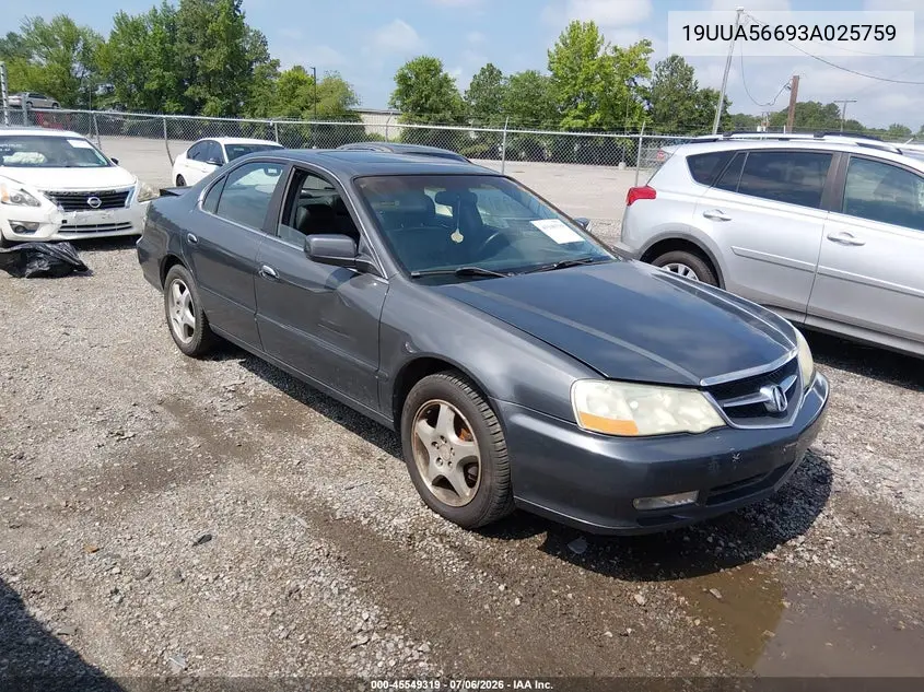 2003 Acura Tl 3.2 VIN: 19UUA56693A025759 Lot: 45549319