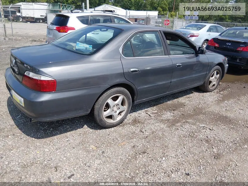 2003 Acura Tl 3.2 VIN: 19UUA56693A025759 Lot: 45549319