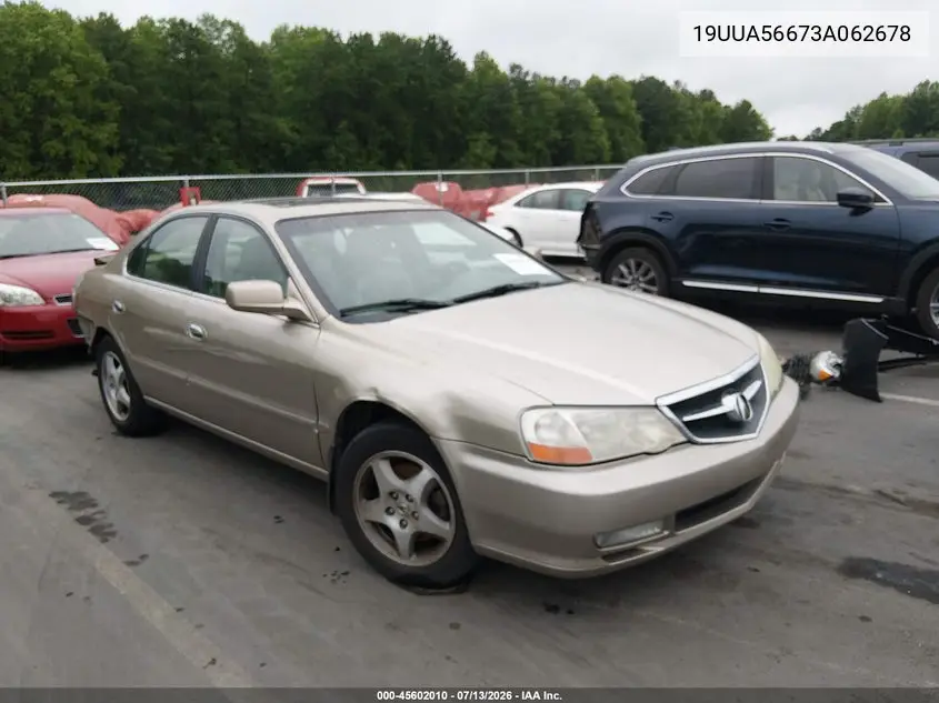 2003 Acura Tl 3.2 VIN: 19UUA56673A062678 Lot: 45602010