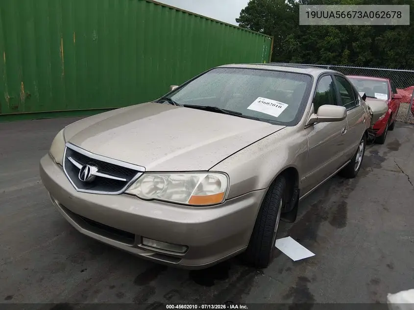 2003 Acura Tl 3.2 VIN: 19UUA56673A062678 Lot: 45602010