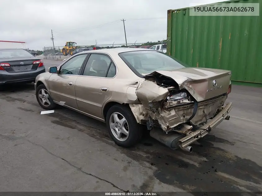 2003 Acura Tl 3.2 VIN: 19UUA56673A062678 Lot: 45602010