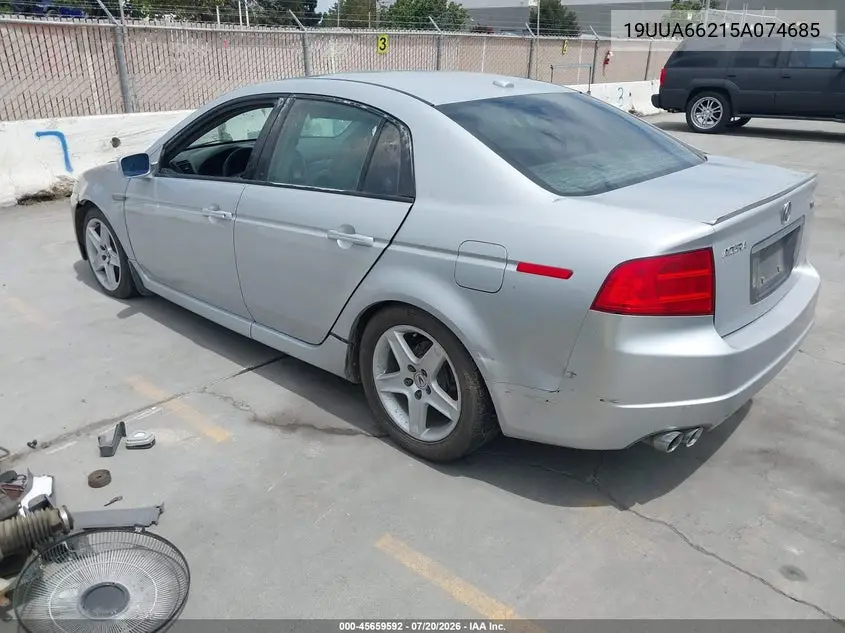 2005 Acura Tl VIN: 19UUA66215A074685 Lot: 45659592