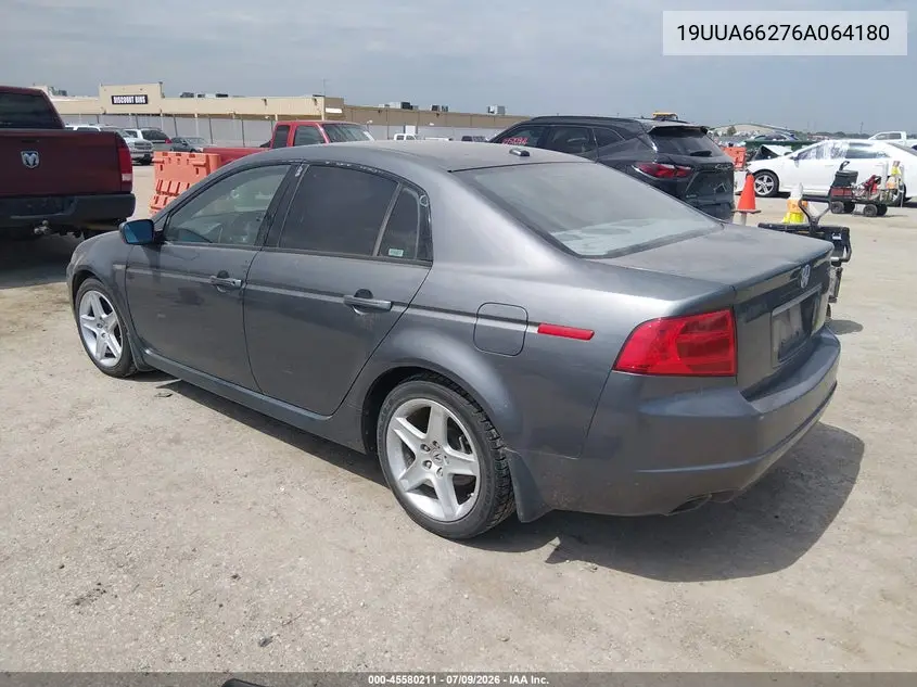 2006 Acura Tl VIN: 19UUA66276A064180 Lot: 45580211