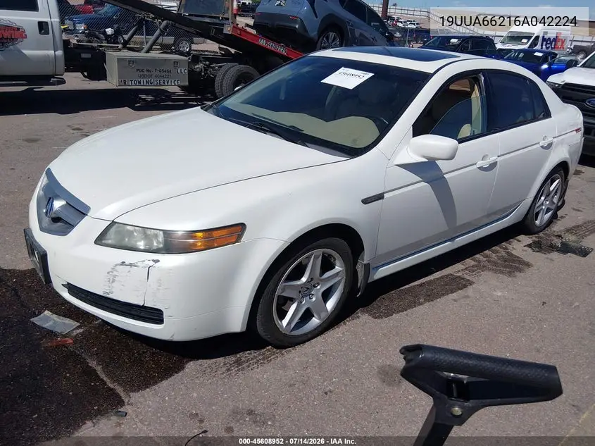 2006 Acura Tl VIN: 19UUA66216A042224 Lot: 45608952