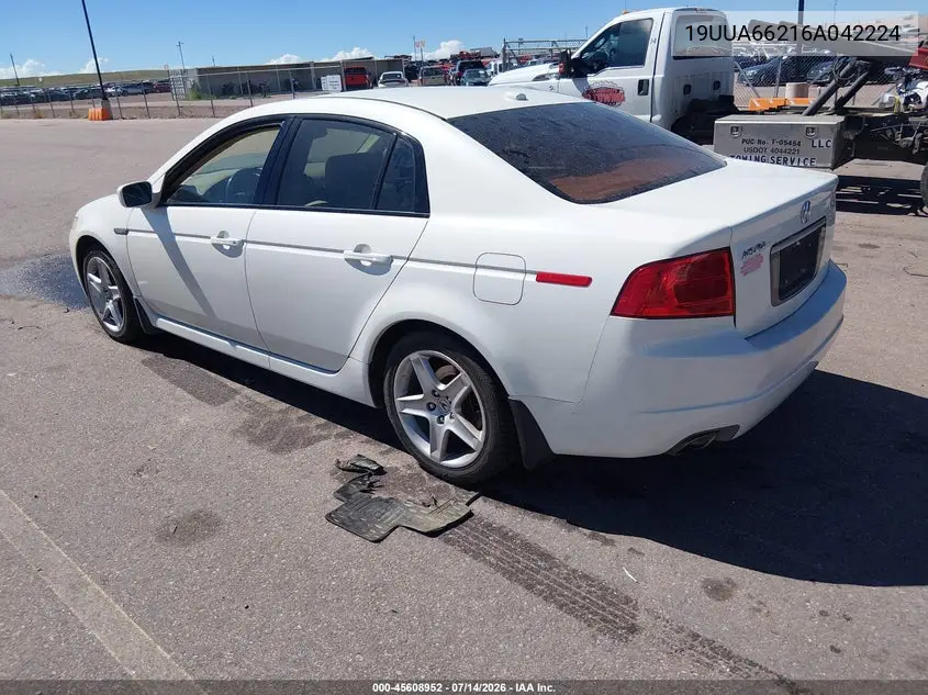 2006 Acura Tl VIN: 19UUA66216A042224 Lot: 45608952