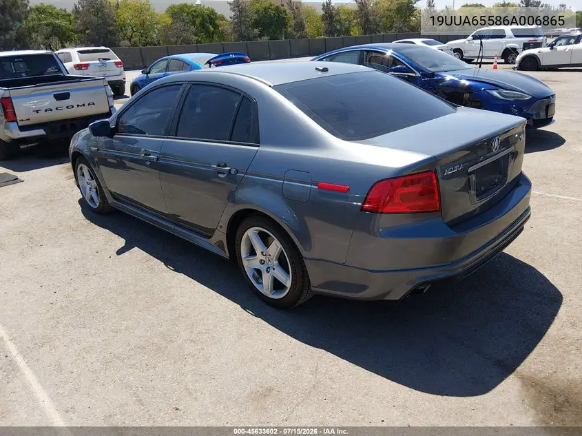 2006 Acura Tl VIN: 19UUA65586A006865 Lot: 45633602