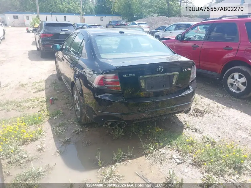 2007 Acura Tl Type S VIN: 19UUA76557A802270 Lot: 12644488X