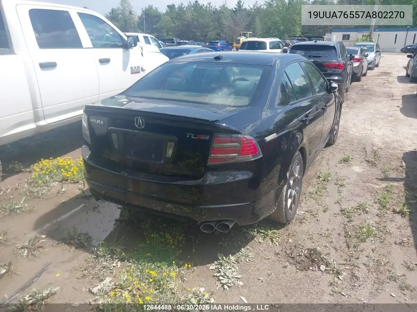 2007 Acura Tl Type S VIN: 19UUA76557A802270 Lot: 12644488X