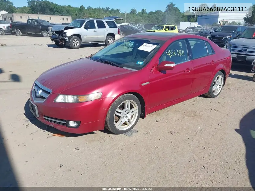 2007 Acura Tl 3.2 VIN: 19UUA66287A031111 Lot: 45369101